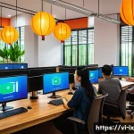 Home 22 API 설계의 테스트 자동화 전략 - A modern software development team working collaboratively in a bright, spacious Vietnamese tech off...