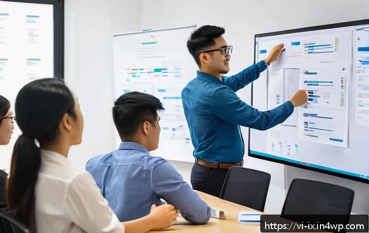 API 개발에서의 애자일 적용 방법 - A modern agile software development team collaborating in a bright Vietnamese office, featuring dive...