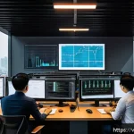 Home 23 REST API 성능 분석 도구 - A modern Vietnamese software development team in a bright, open office, collaboratively analyzing RE...