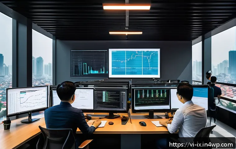REST API 성능 분석 도구 - A modern Vietnamese software development team in a bright, open office, collaboratively analyzing RE...